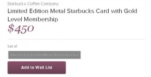 Metal Starbucks card sold out