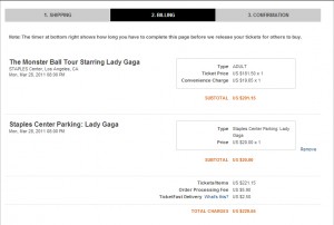 Final total for high cost Lady Gaga concert ticket