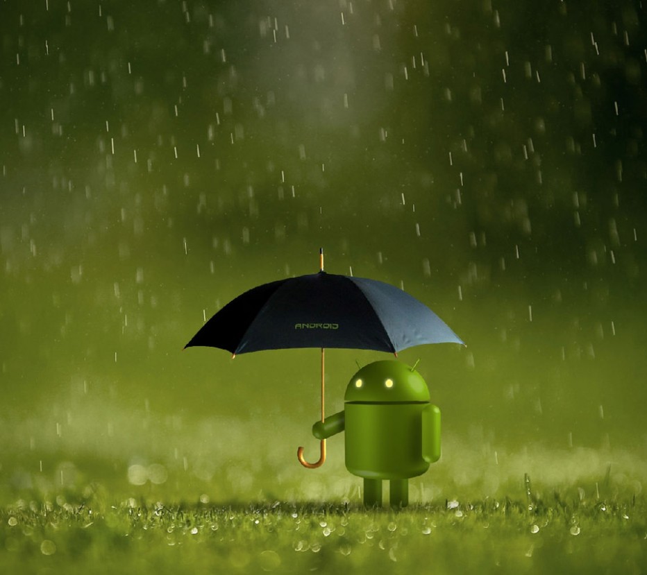 Little Android in the rain