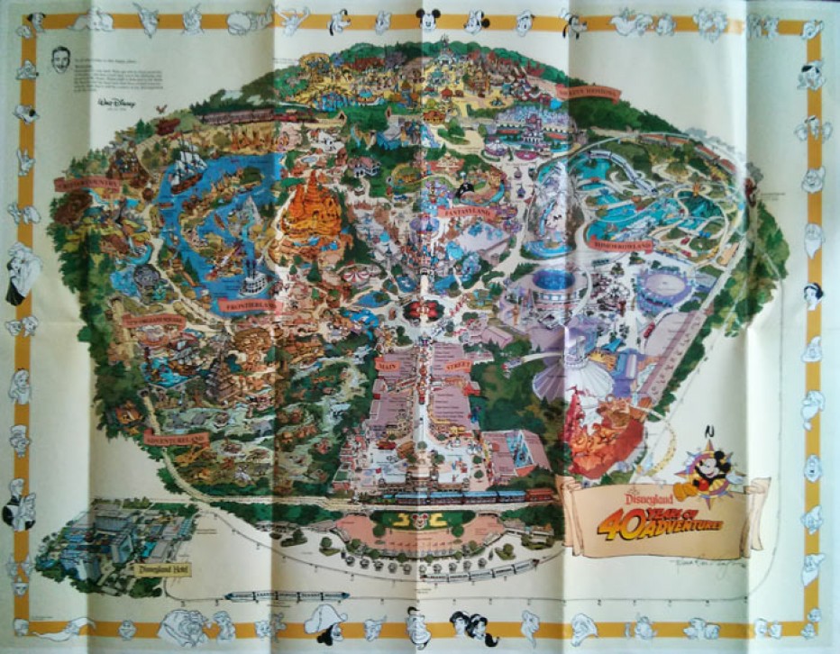 1995 Disneyland Map – 40th Anniversary Wall Map with Errors