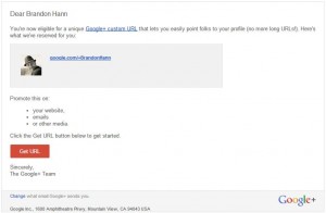 Google+ vanity URL approval