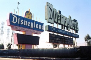 1989 and 1958 Disneyland marquees stand together