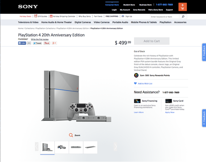 20th Anniversary PlayStation 4 sold out